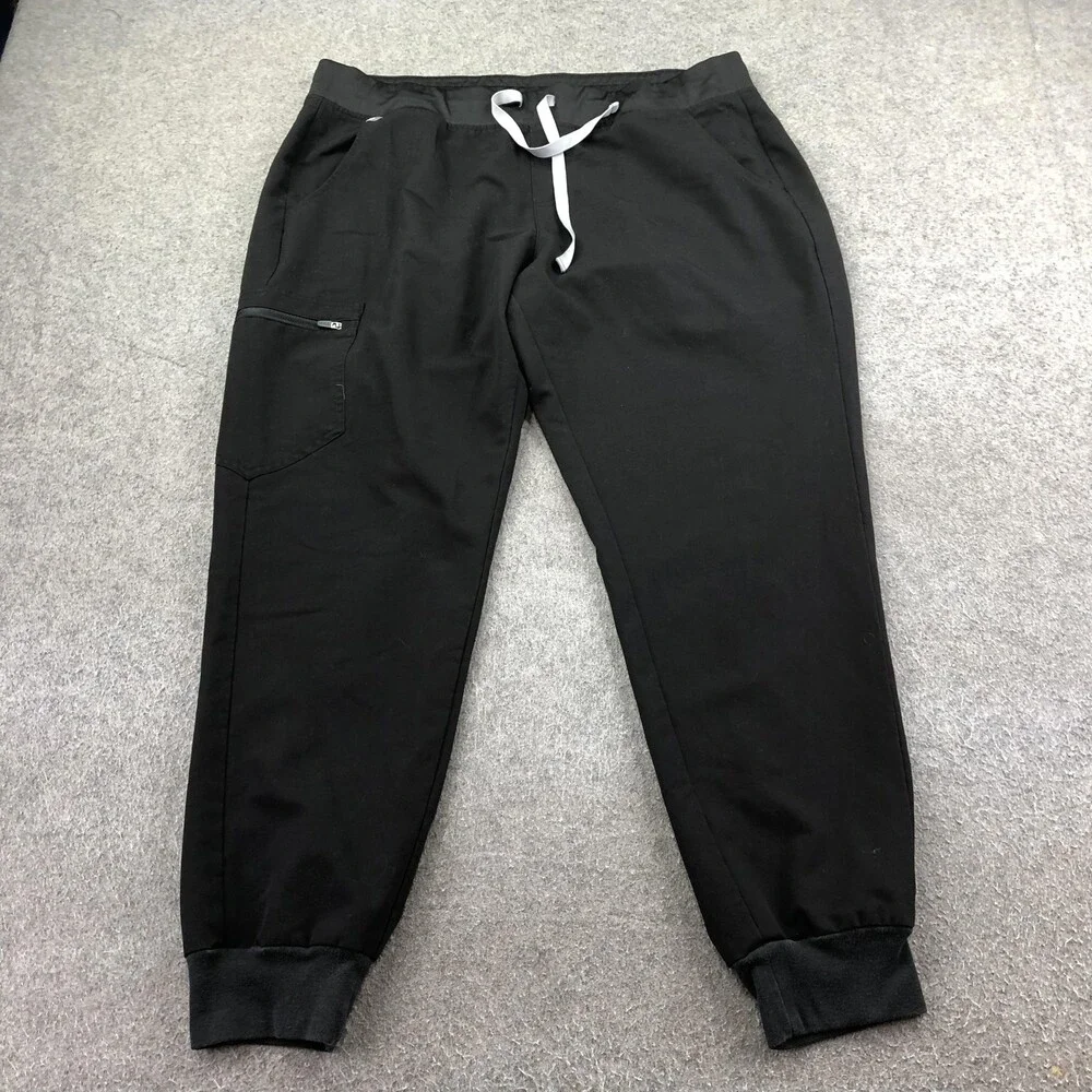 FIGS Technical Collection Jogger Pants Mens XL Black Scrub Elastic Waist Pockets